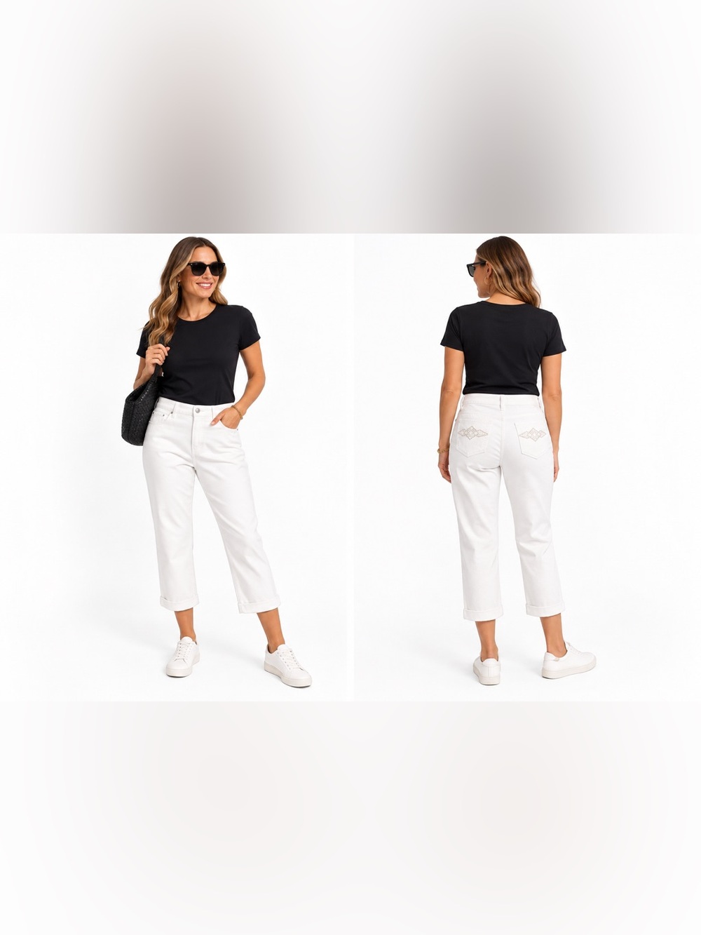 Cropped White Denim Jeans size 16